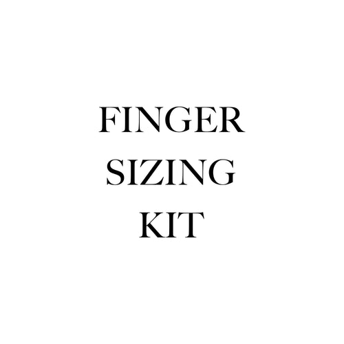 Finger Sizing Kit text in black on white. Product for ordering jewellery ring finger sizing kit